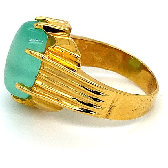 Green Cats Eye Calcite 8.01ct Solid 18K Gold Ring - Picture 6 of 7